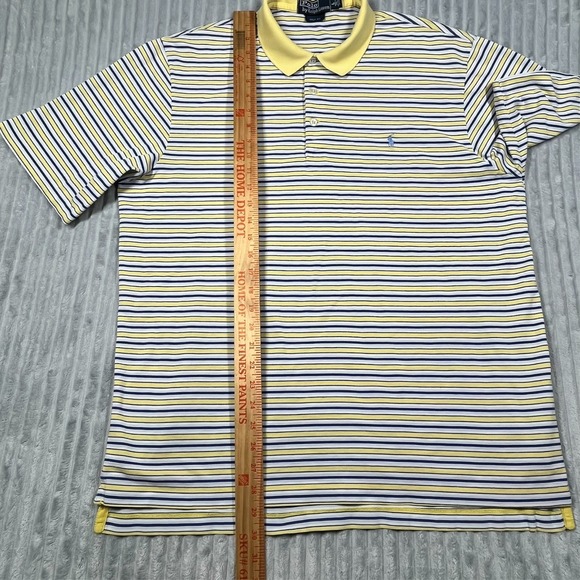 Polo Ralph Lauren Golf Fit Short Sleeve Shirt Men's L Striped Yellow Blue Preppy - Picture 8 of 15